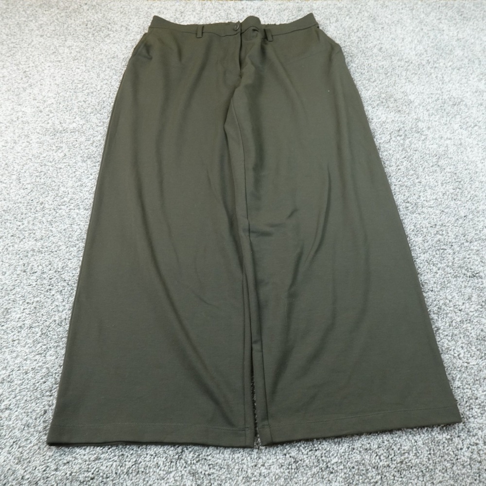 Eileen Fisher Pants Womens XL Green Brown Wide Leg Chino Trouser High Rise Boho